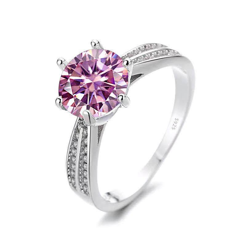 Thumbnail: JoyceJelly S925 Sterling Silver Ring with Real 6.5mm 1ct Moissanite Lab Diamond 