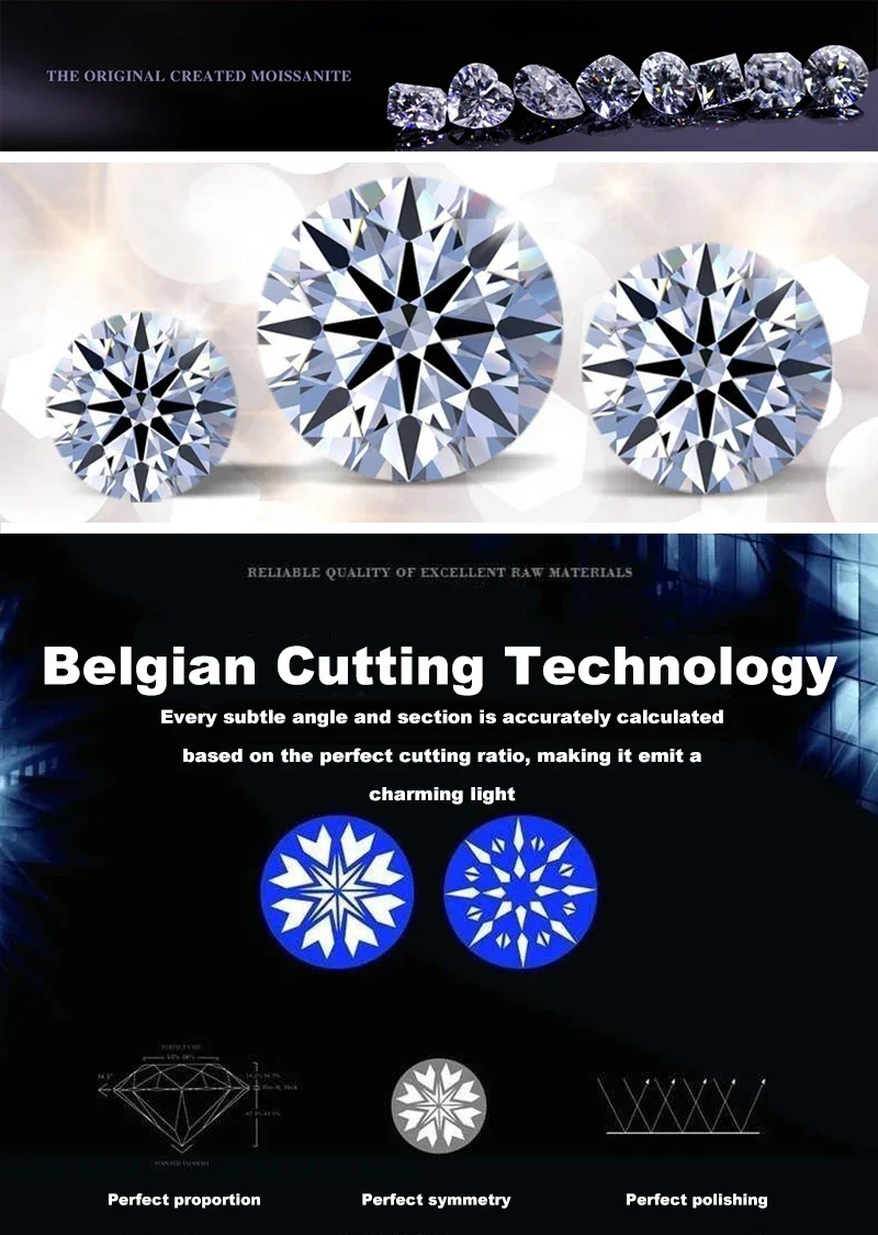 Thumbnail: Luxury 9mm 3ct D Color Moissanite Rings Classic 4 Prong S925 Sterling Silver Fin