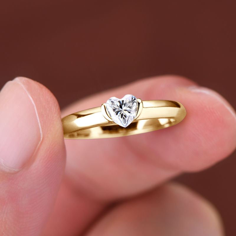 Thumbnail: Anziw Rose Gold Color 0.5ct Heart Shaped Moissanite Solitaire Engagement Ring Si