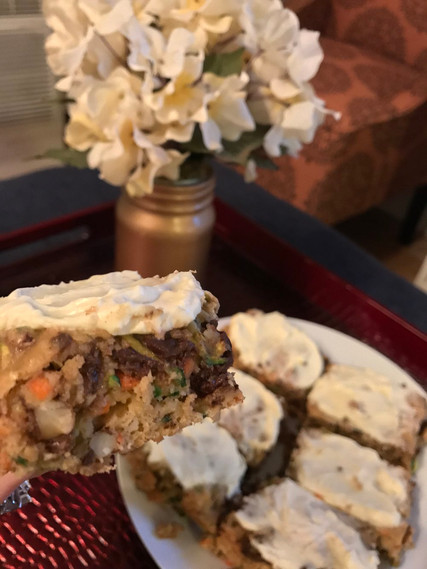 Carrot Zucchini Bars w/ Citrus Cream Cheese Frosting