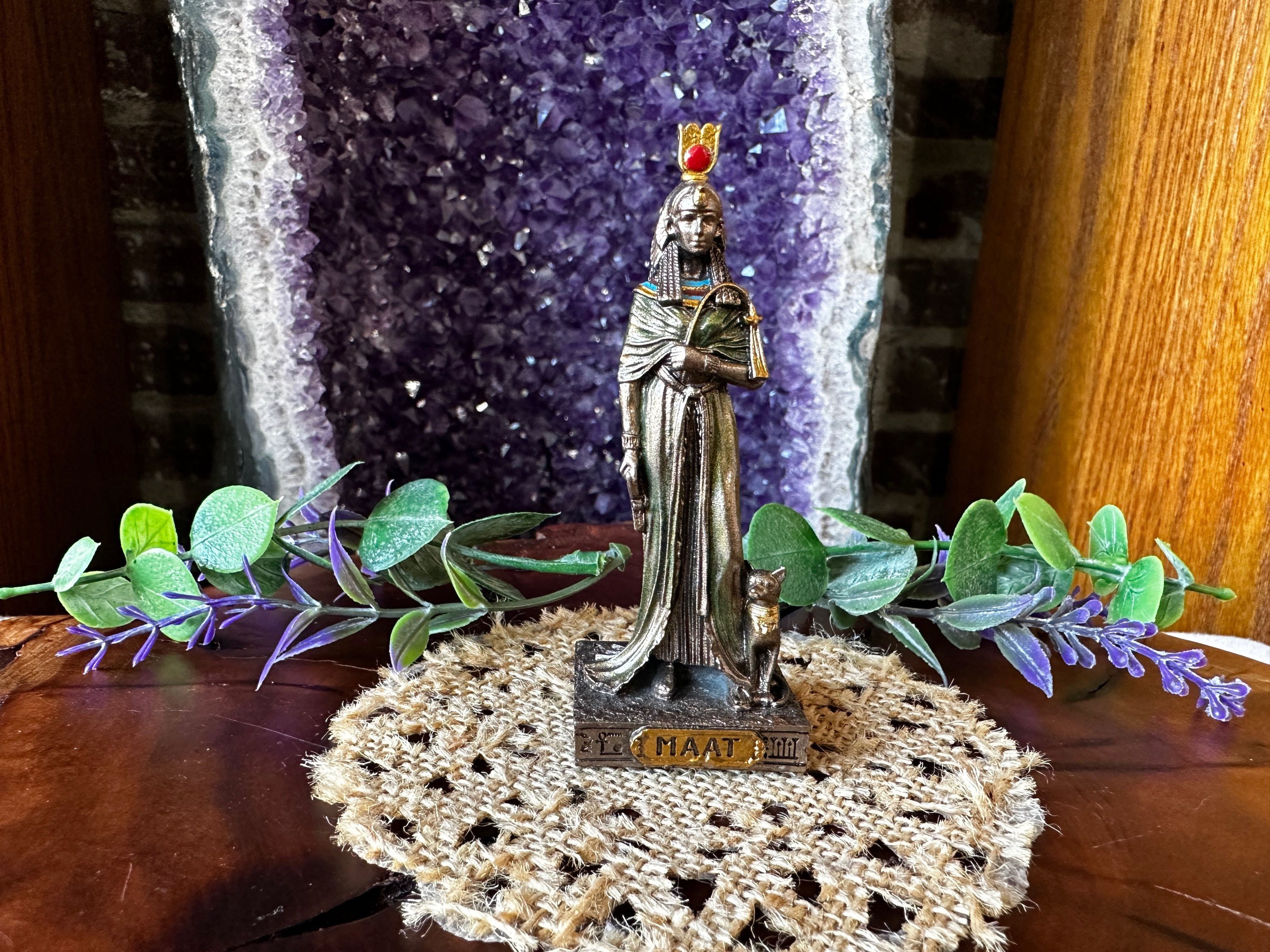 Maat Egyptian Goddess Bronze Statue (Mini)