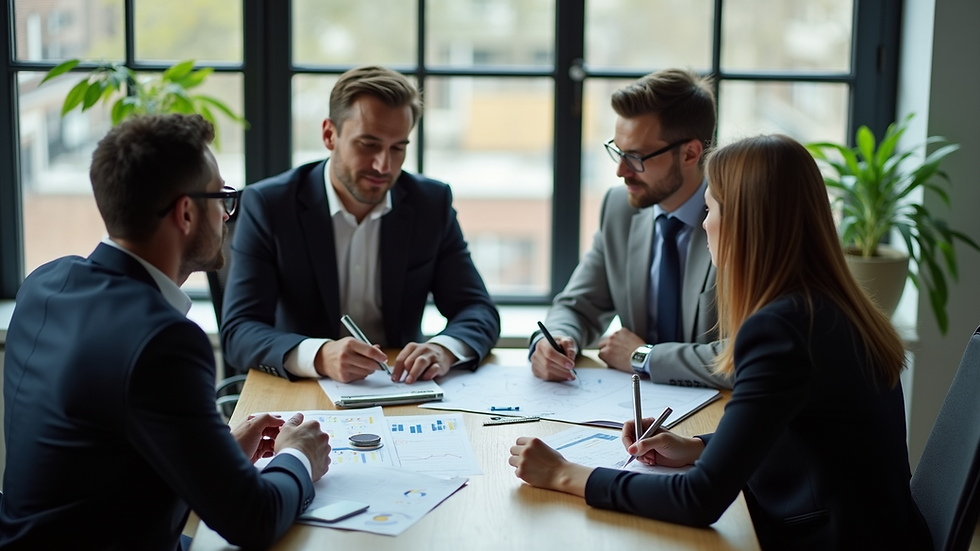 High angle view of a business team brainstorming ideas