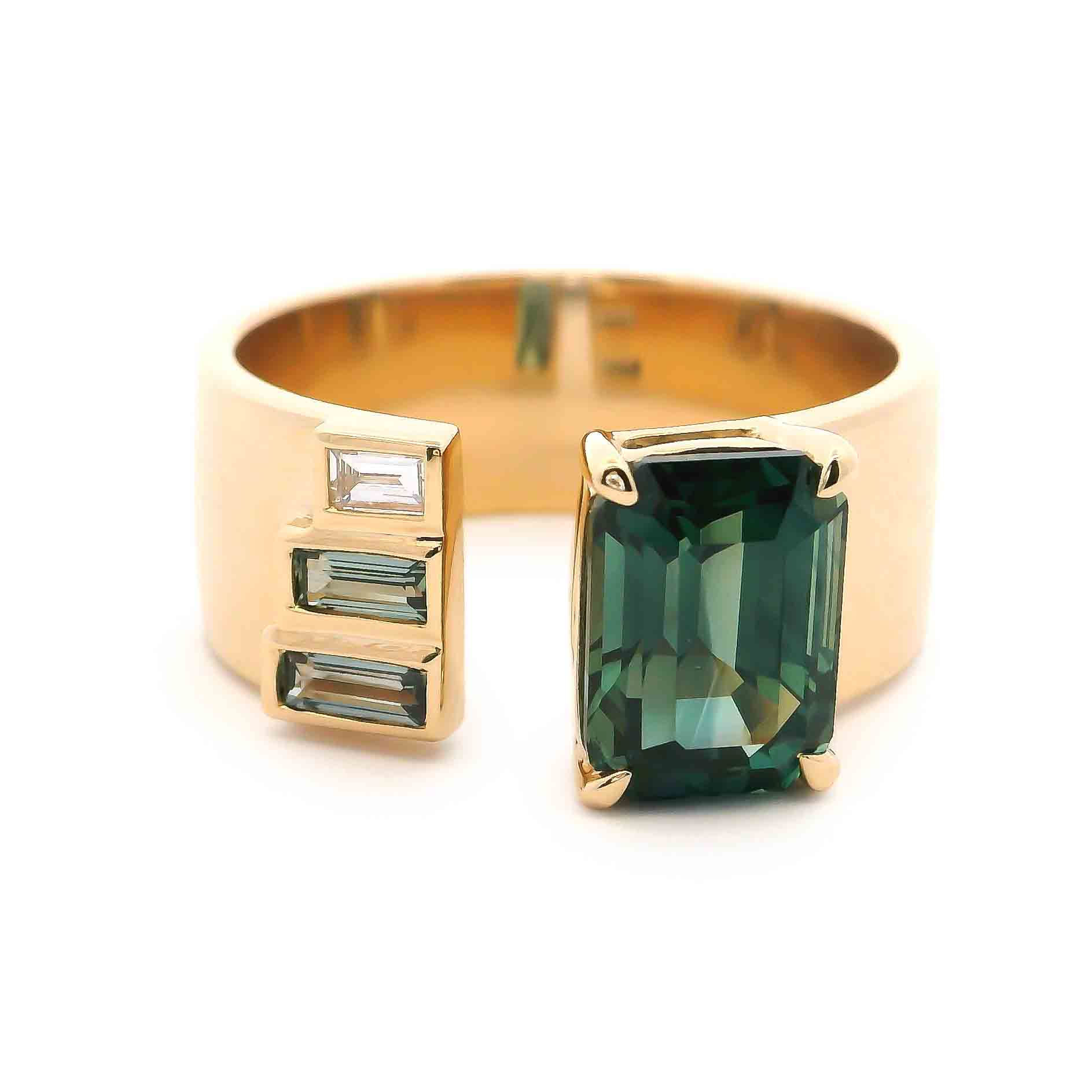 Ombre Teal Sapphire Ring