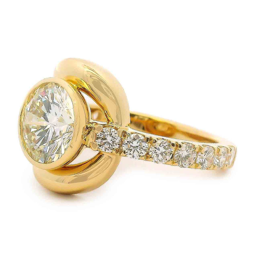Thumbnail: Bezel Set Diamond Halo Shank Ring