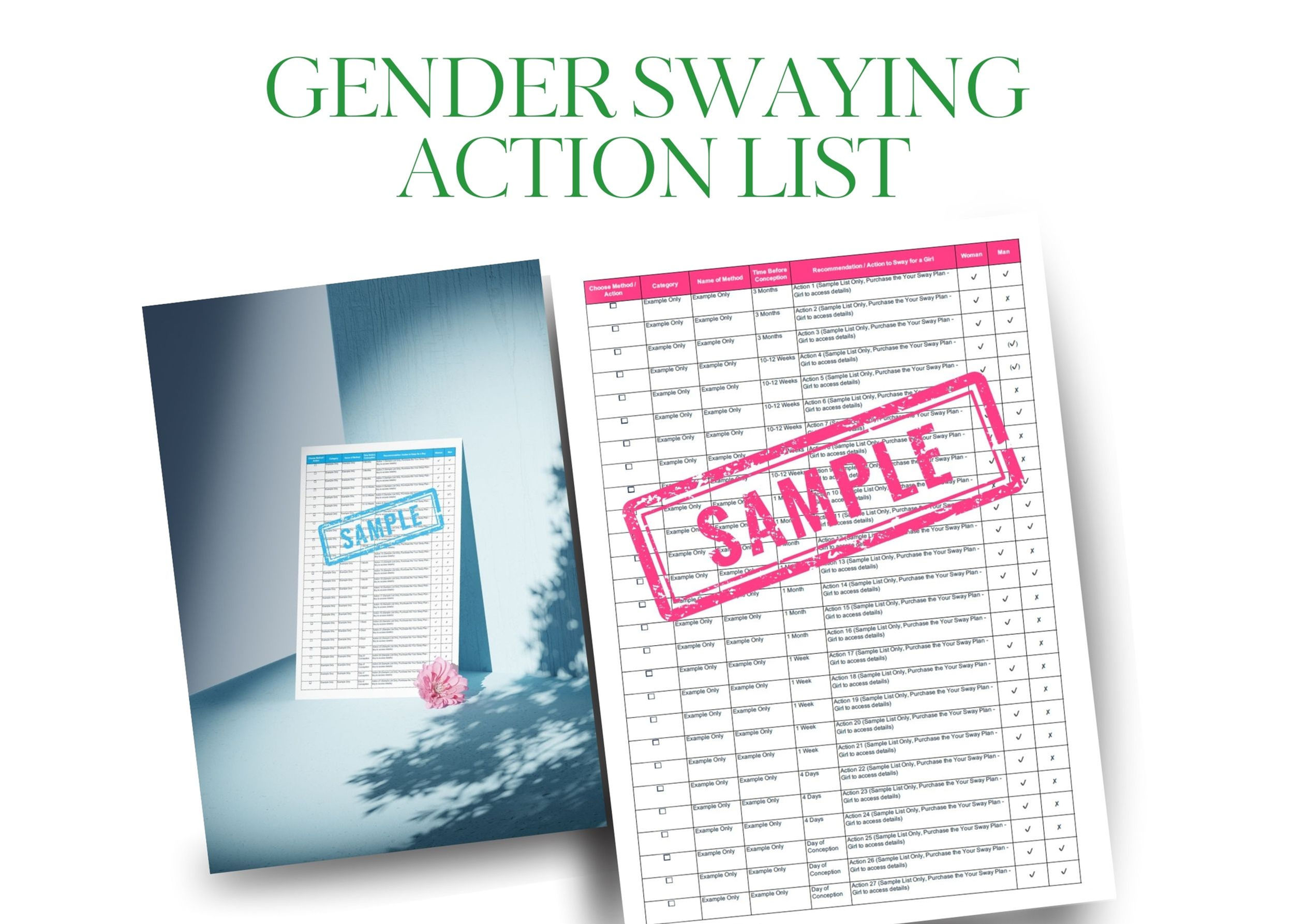 Gender Swaying Action List - Girl & Boy