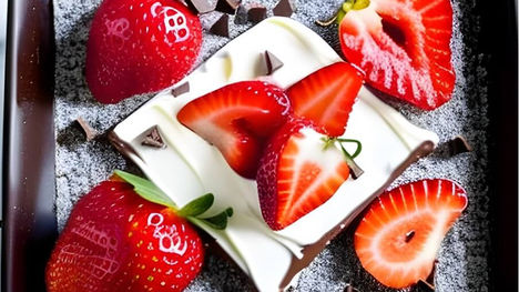 A fresh and vibrant dessert with strawberries and dark chocolate, representing a fertility-focused diet for natural gender swaying