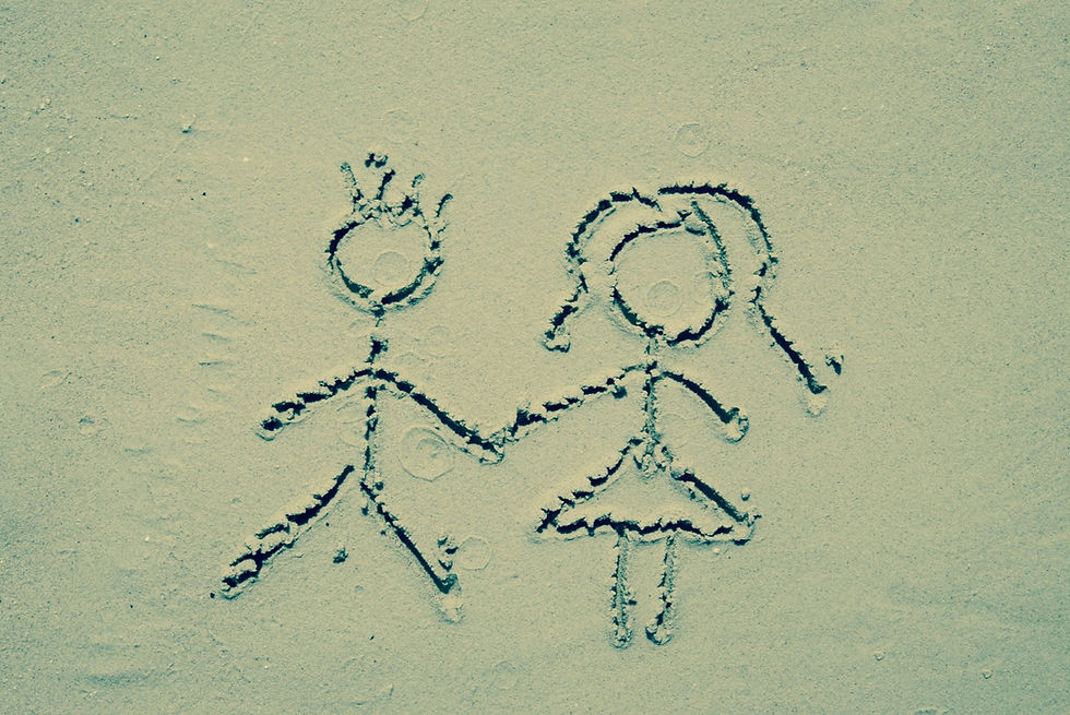 Hope for having a baby girl and a boy - picture in the sand