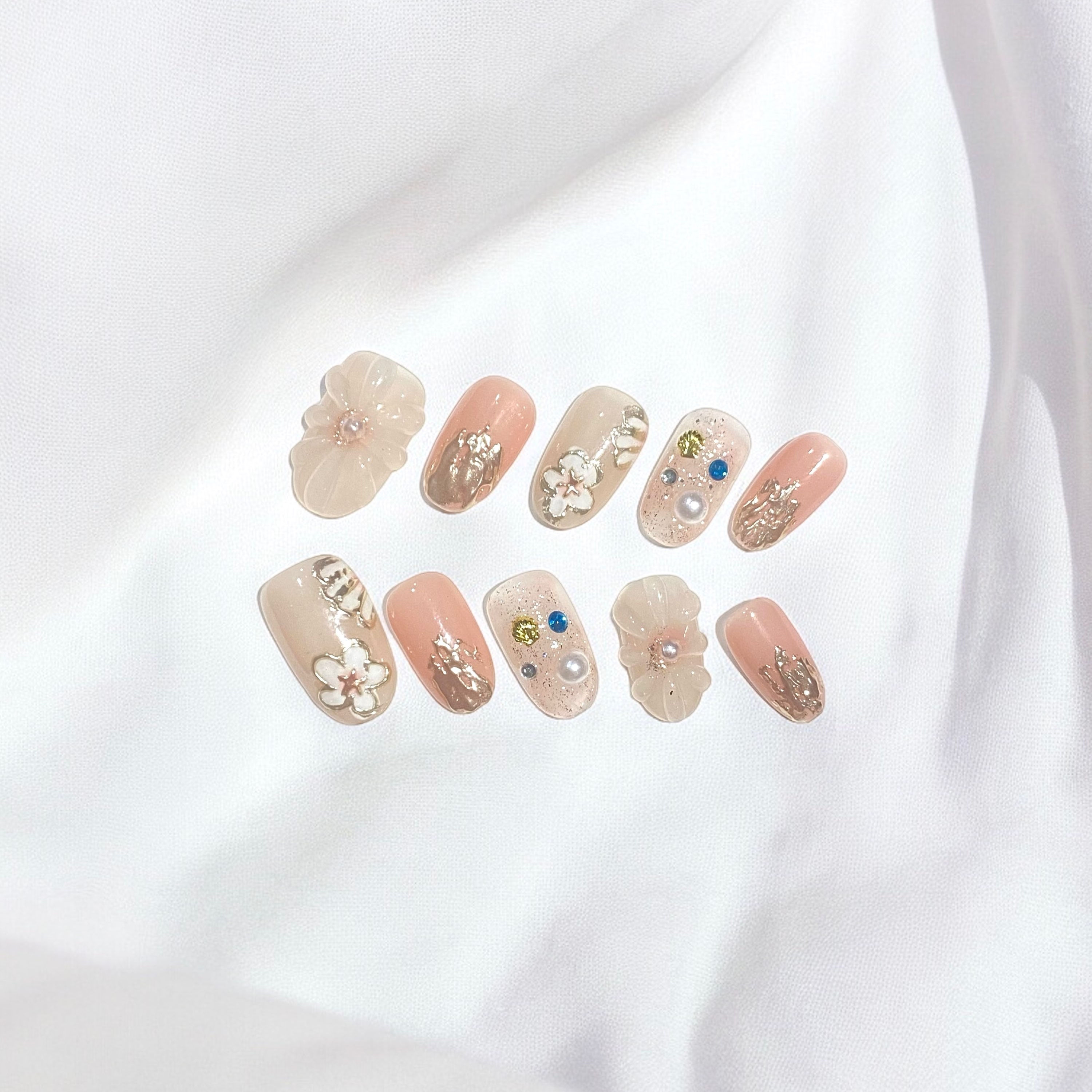 Crystal Floral Ice press-on nails