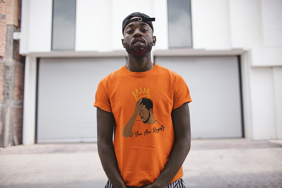 Thumbnail: Orange Tee Shirt with You Are Royalty King Graphic