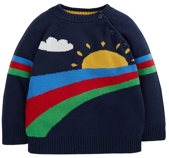 Frugi Jett Jumper Indigo Rainbow Scene