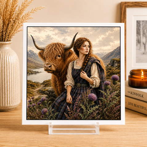 Highland Lass Scottish-themed personalised ceramic plaque