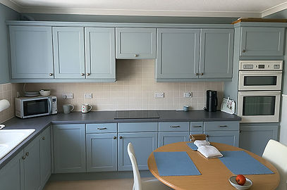 Parma-Gray spray-painted kitchen doors