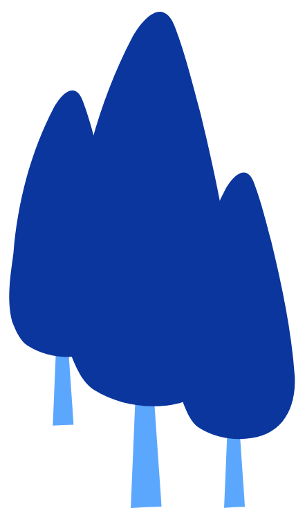 Blue icon image of three trees for homes