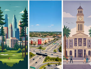 A picture comparing sugar land, katy and the woodlands to be used for Poppy Marketing and Consulting Services