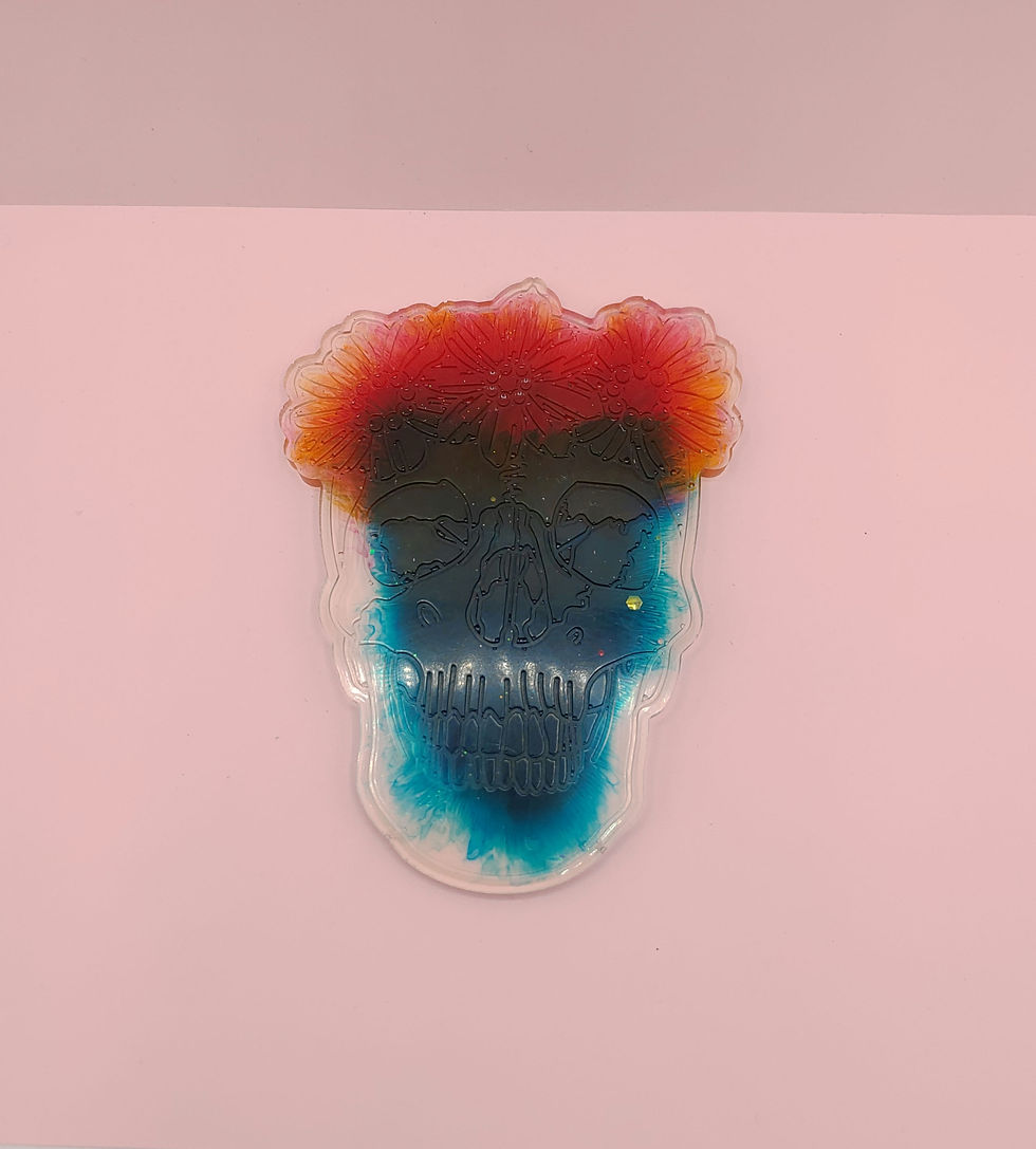 Miniature : Dessous de verre en forme de tête de mort & de cœur 