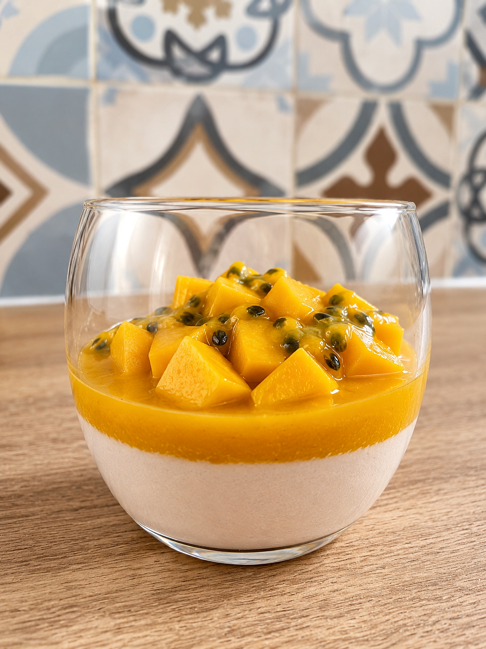 Panna Cotta VEGAN, Coco mangue passion, allégée en sucre !