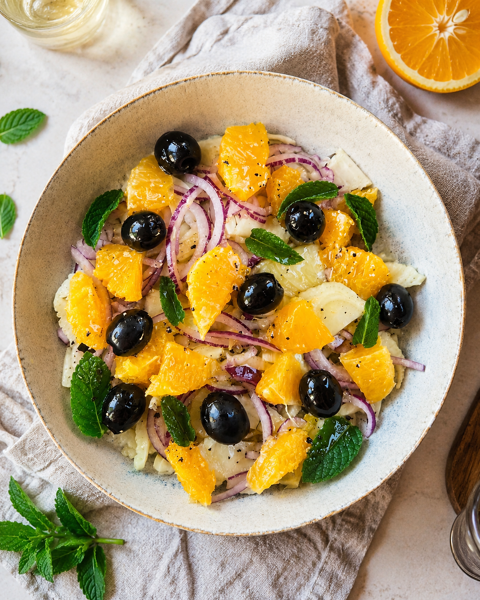 Salade Sicilienne Fenouil, Orange et Menthe : La salade fraîcheur de l'été !