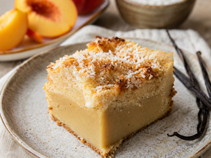 Clafoutis pêche coco vanille estival