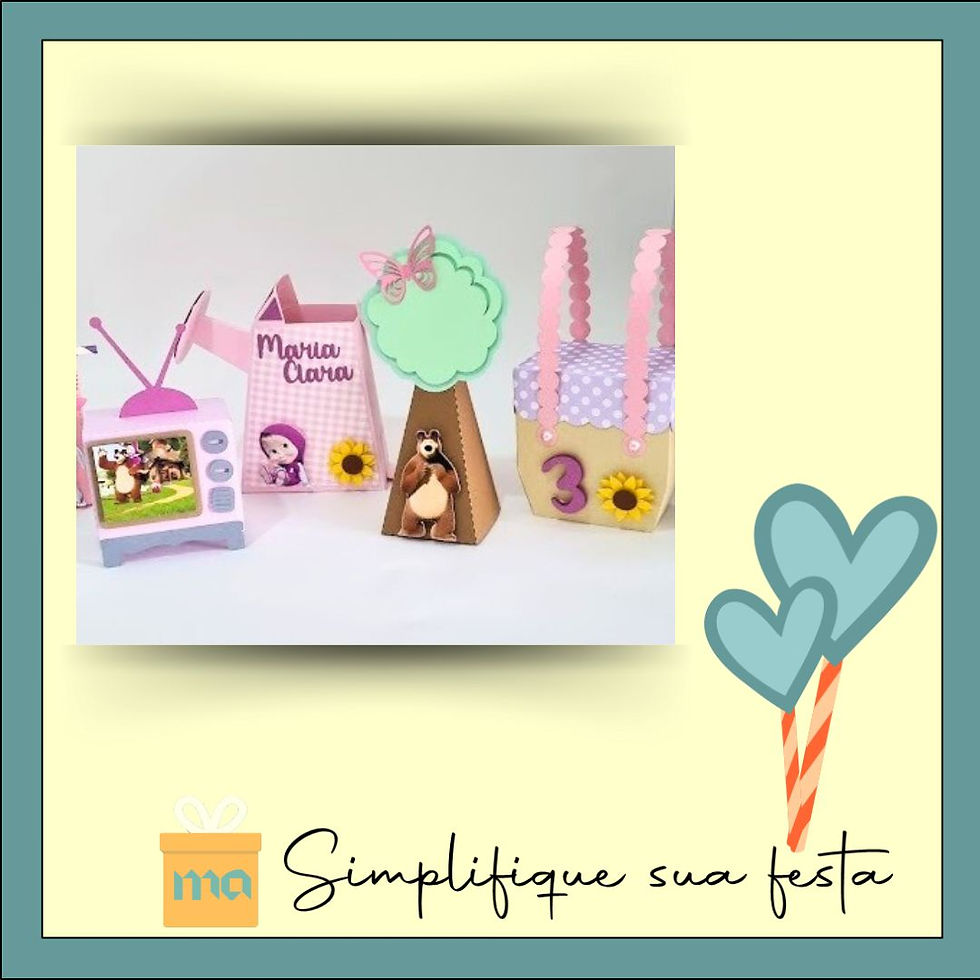 Caixinhas Personalizadas Masha e o Urso - 10 unidades