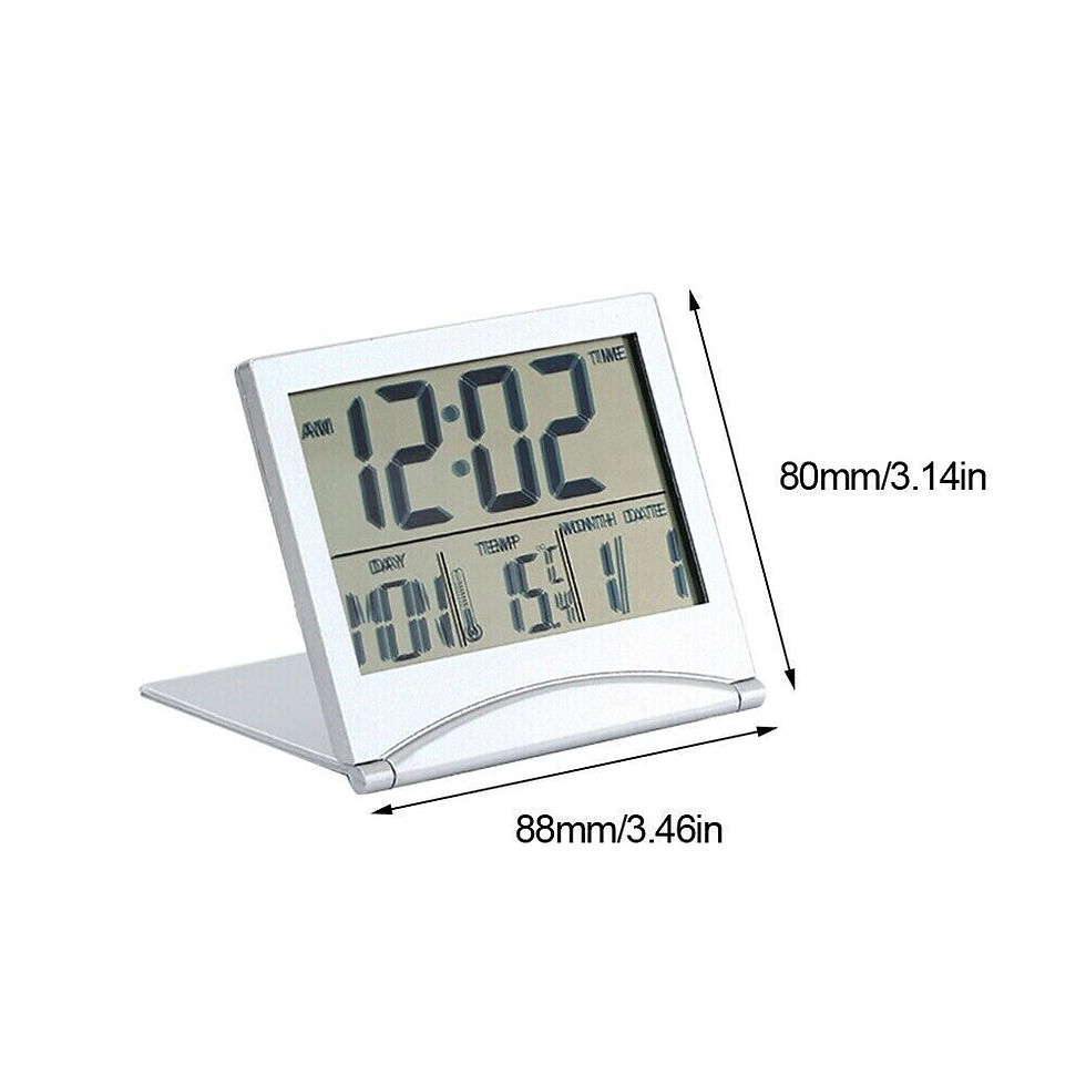 Thumbnail: Digital Travel Alarm Clock Foldable Temperature LCD Clock Compact Desk Timer New