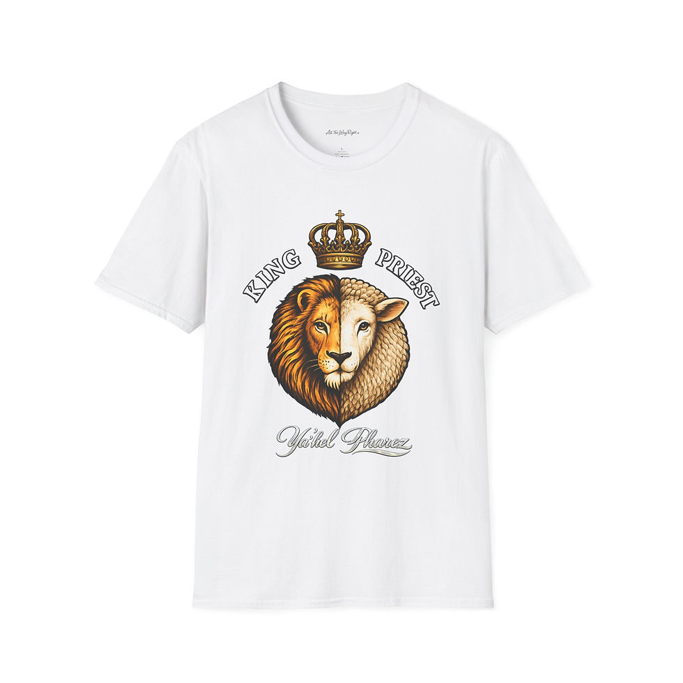 Thumbnail: King & Priest Lion-Sheep Graphic T-Shirt — Christian Faith Crown Design