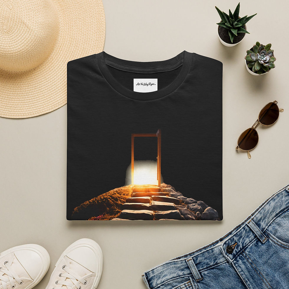 Thumbnail: T-Shirt — Gateway to Light Graphic Tee (Stairway & Doorway Inspirational Design)