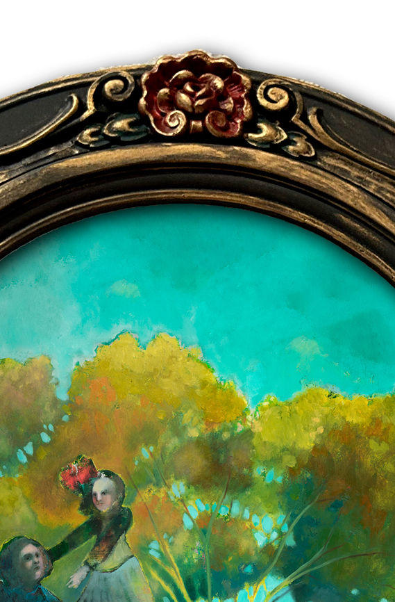 Thumbnail: "Uplifted" Whimsical Family Tree Art Print in Hand Painted Frame 23x15"