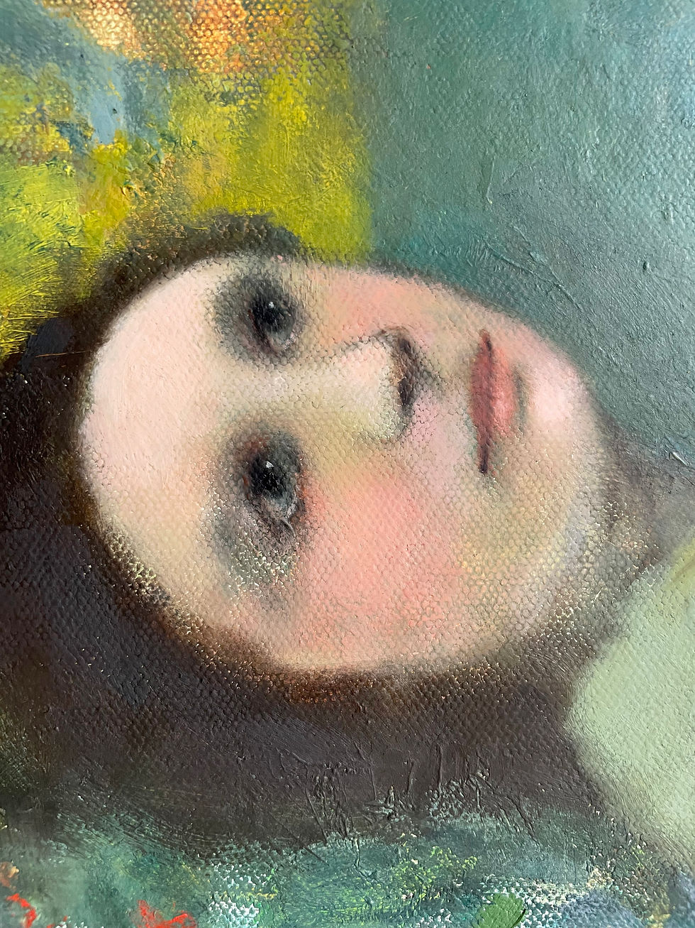 Thumbnail: "I Opened My Eyes and There You Were" original oil painting 24x36"