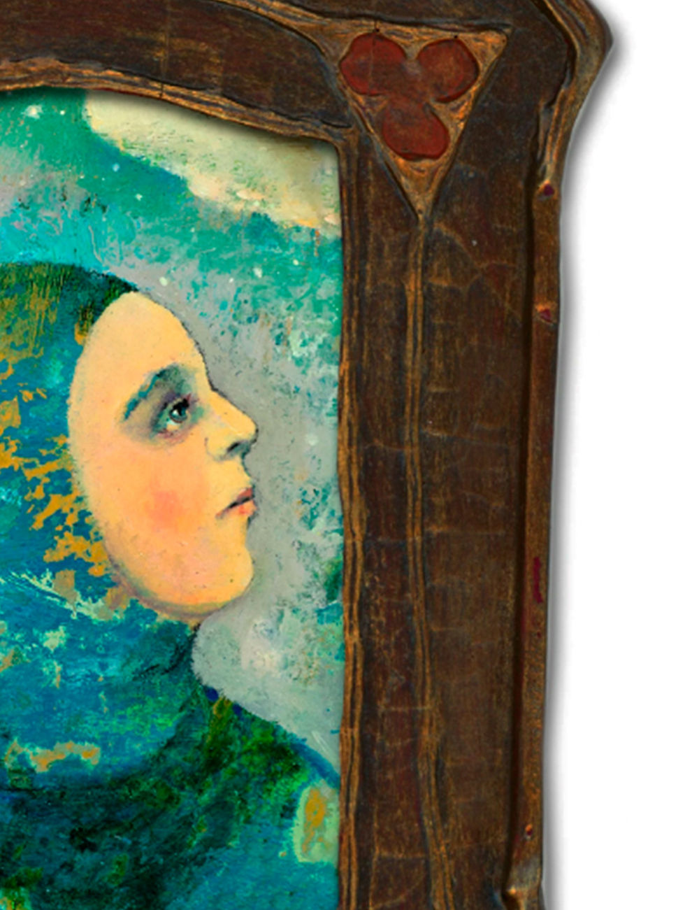 Thumbnail: "Star Gazer" Celestial portrait in small unique frame. Astrological Cosmos 8x7"