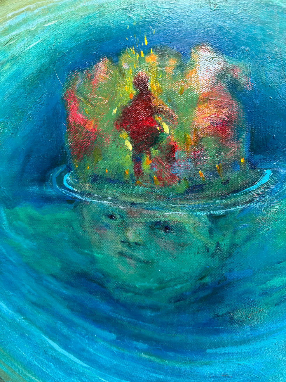 Thumbnail: "The Surface Seeking Sea King" original oil painting 36x48"