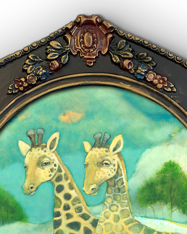 Thumbnail: "I Wish I Could See Things From Your View" Giraffe Family Print Framed 20x13"