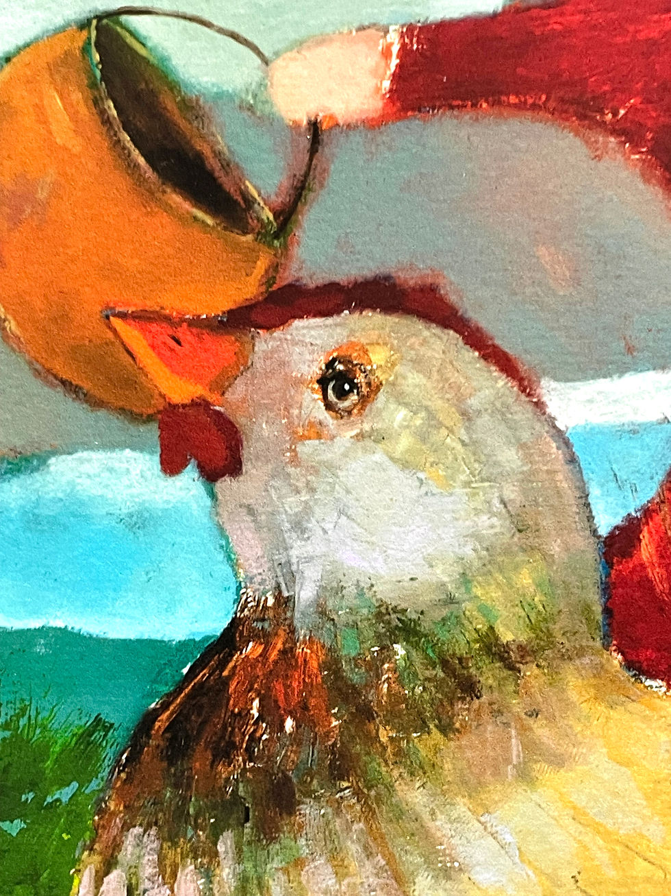 Thumbnail: "We're Going to Need a Bigger Basket" Chicken Art Print Framed 13.5" round