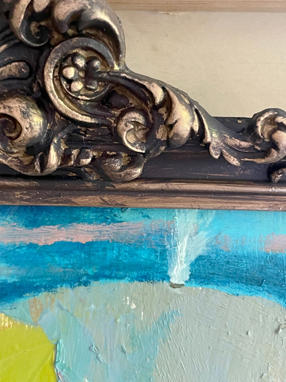 Thumbnail: "The Patchwork Pod"  Framed original oil painting 16x11"