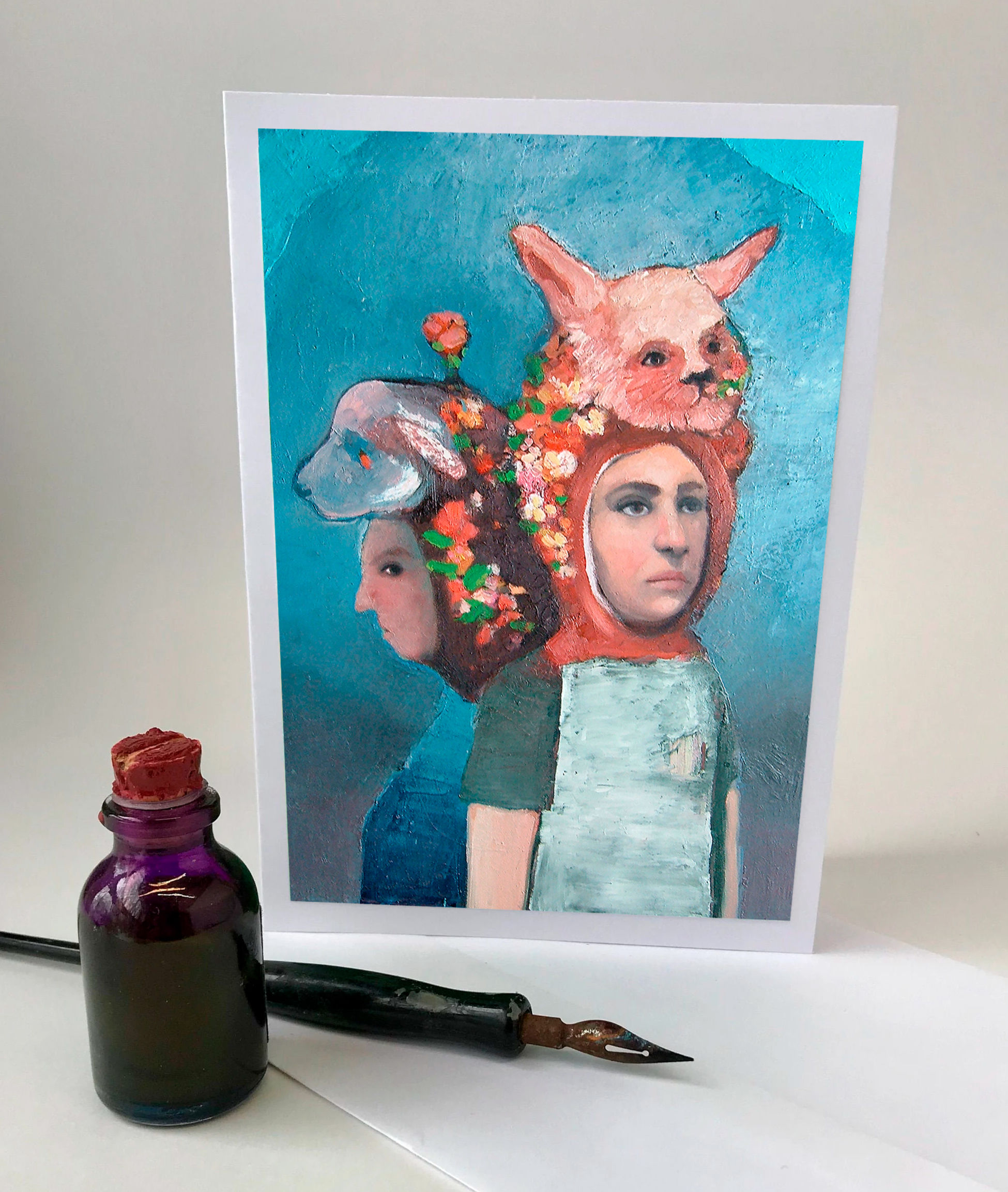 "She Wouldn't Share Her Hat" 5x7" Blank Notecard with envelope