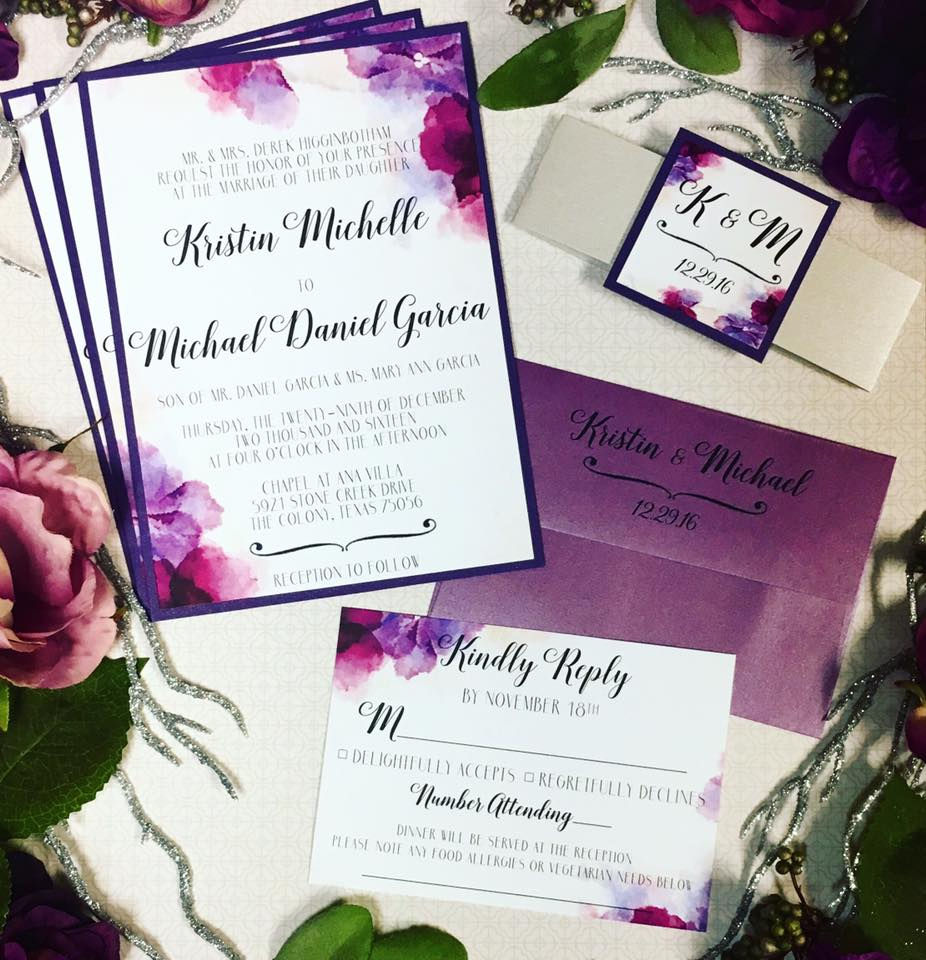 Plenty of Purples Wedding Invitation Set