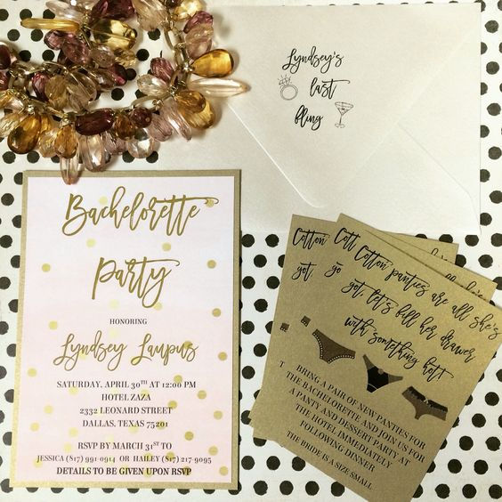 Formal Gold Bachelorette Party Invitations
