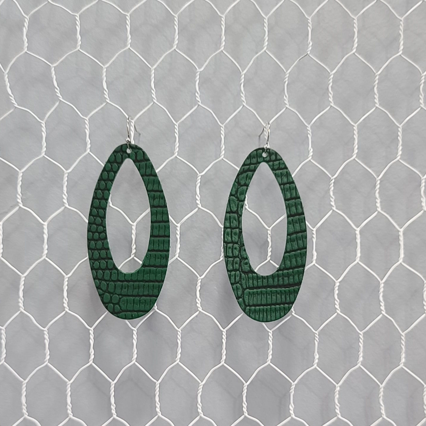 Handmade Faux Leather Earrings - Evergreen