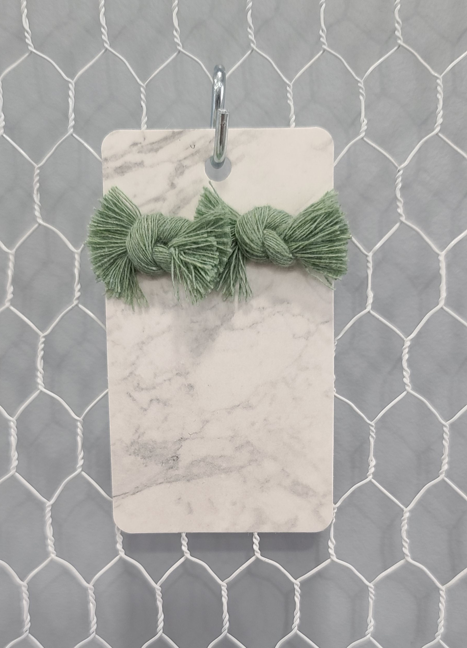 Macrame Bow Knot Post Earrings - Eucalyptus