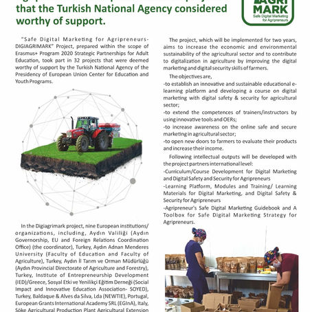 Digiagrimark Project was found worthy to be supported by Turkish National Agency