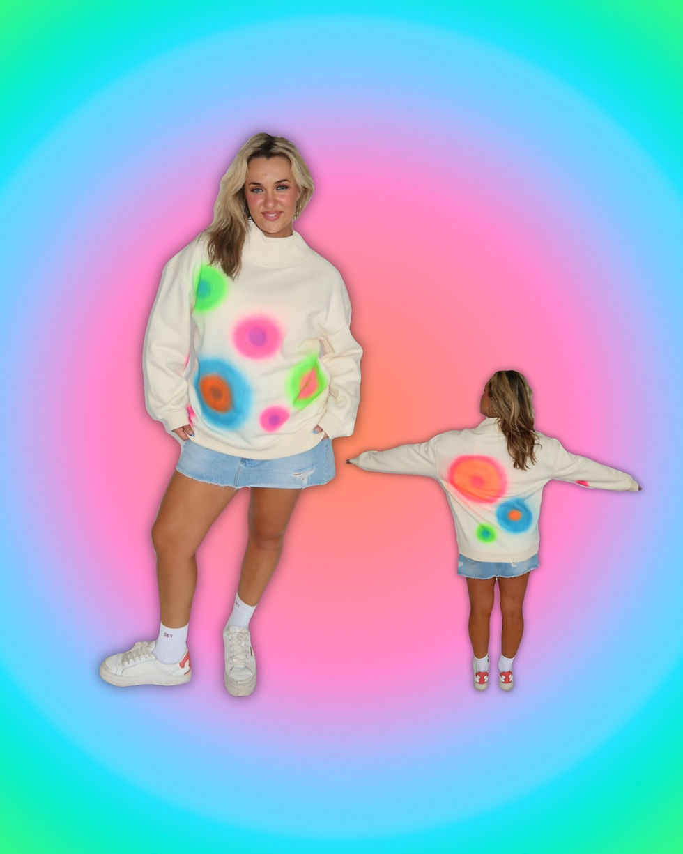 mulitcolor airbrush aura mockneck