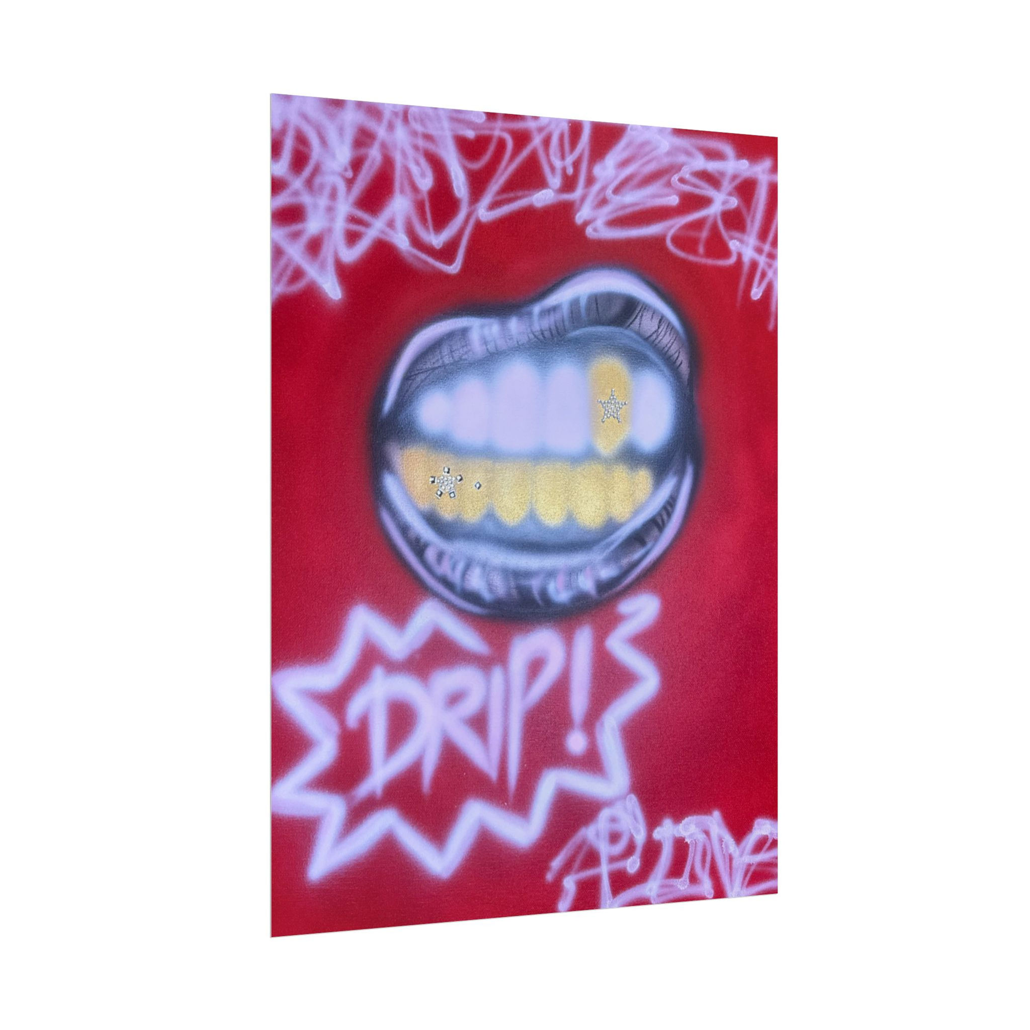 "tooth drip" airbrush rolled print