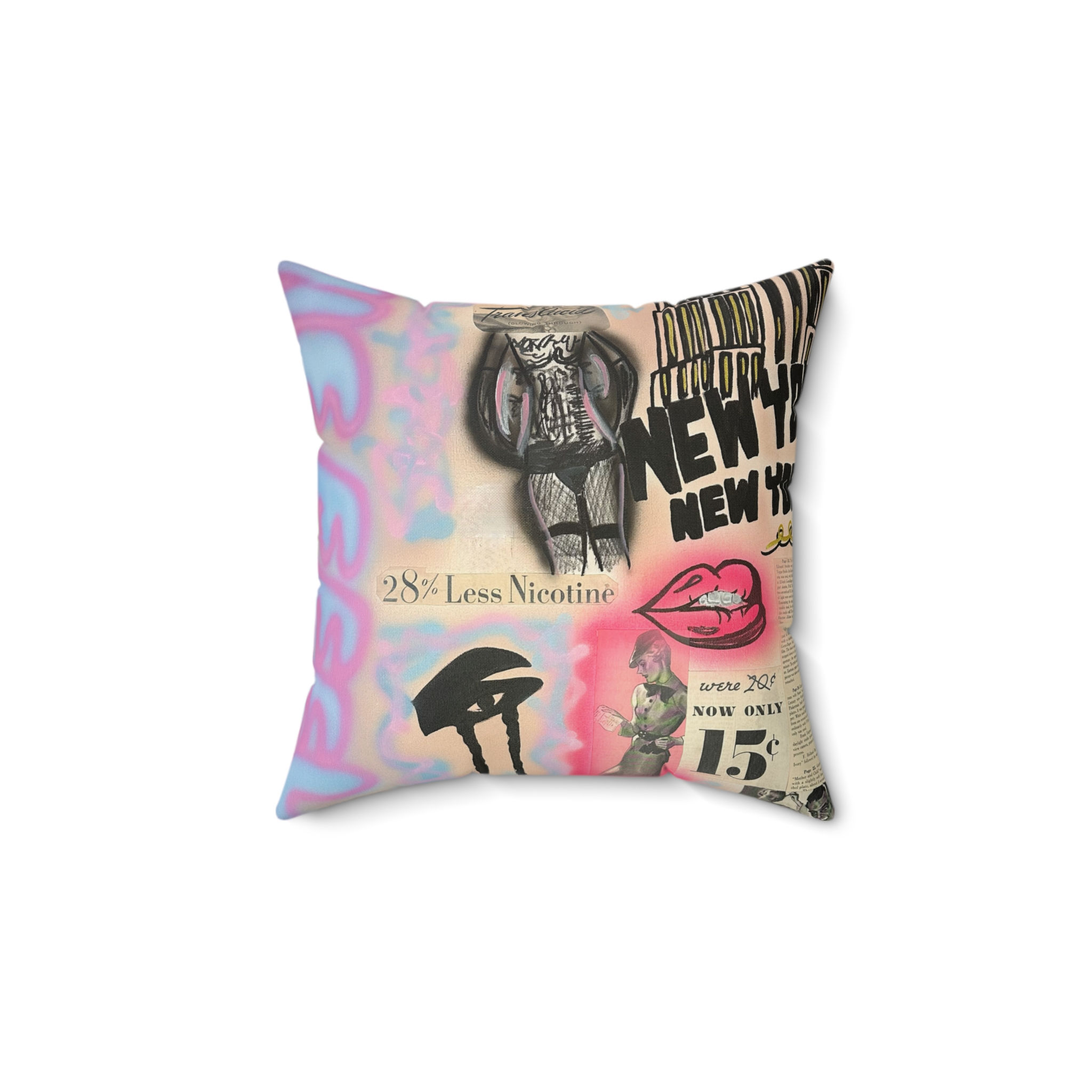 "new york, new york" airbrush pillow