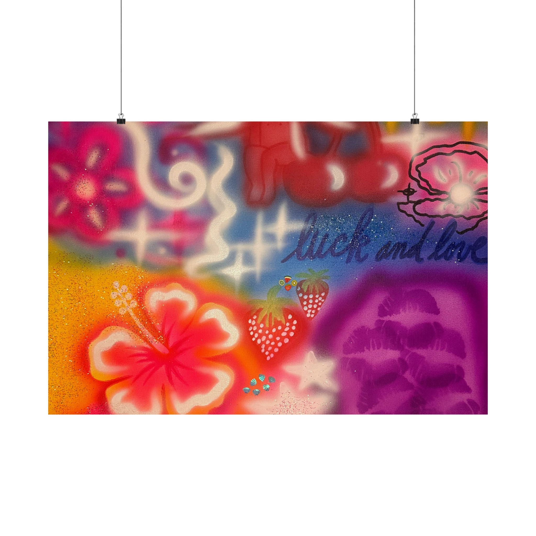 "luck & luv" airbrush horizontal print