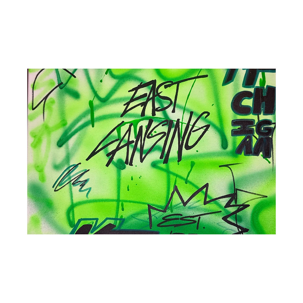 Thumbnail: "east lansing, mi" airbrush horizontal print