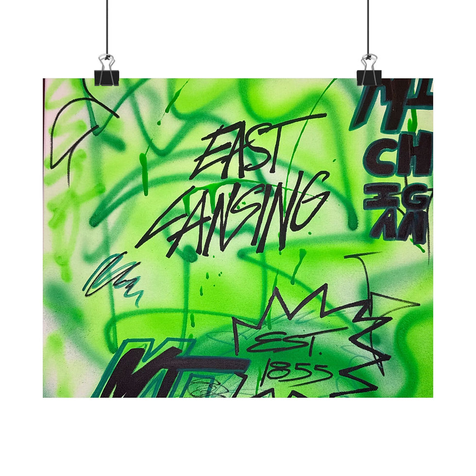 Thumbnail: "east lansing, mi" airbrush horizontal print