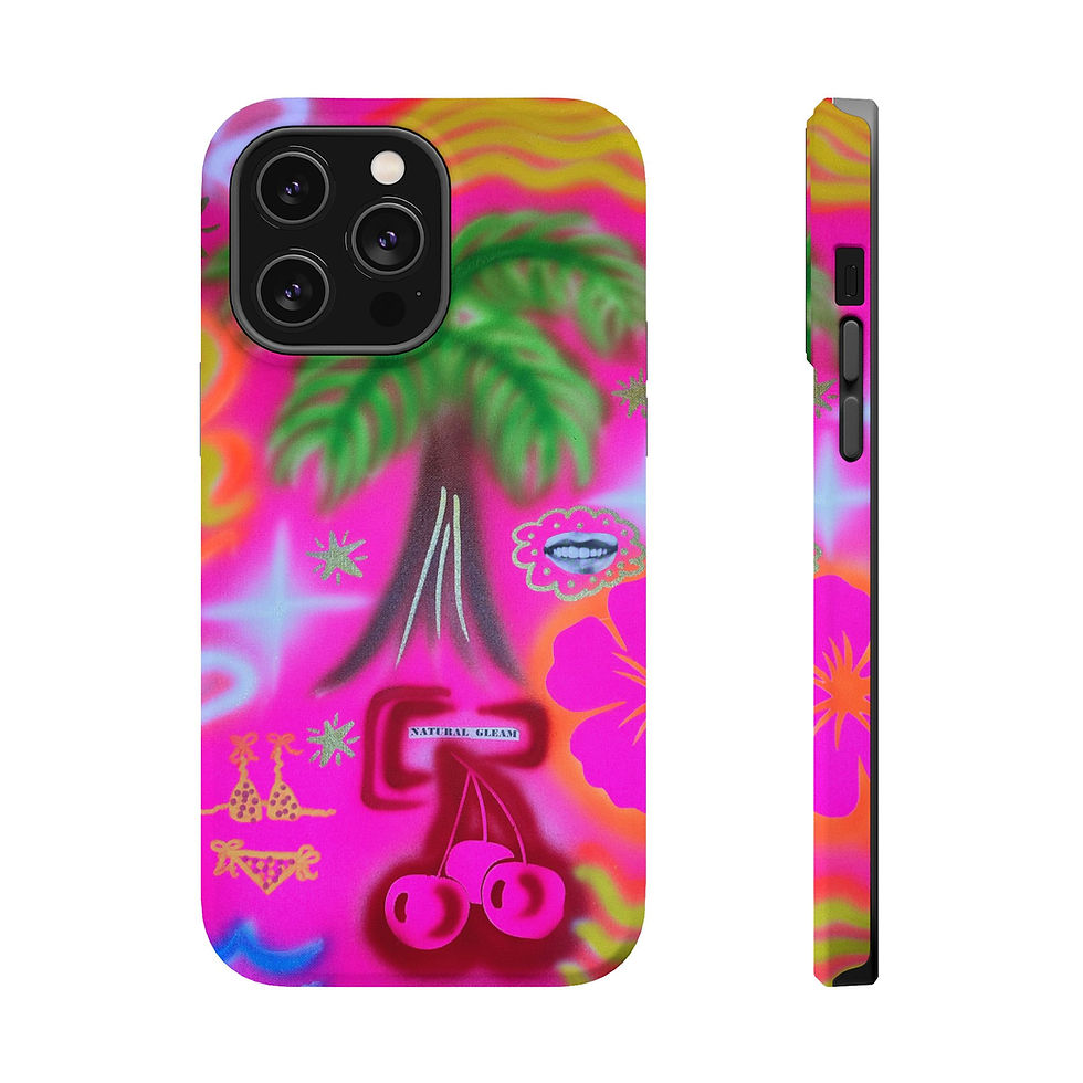Thumbnail: MagSafe "neon pink palms" airbrush iPhone case