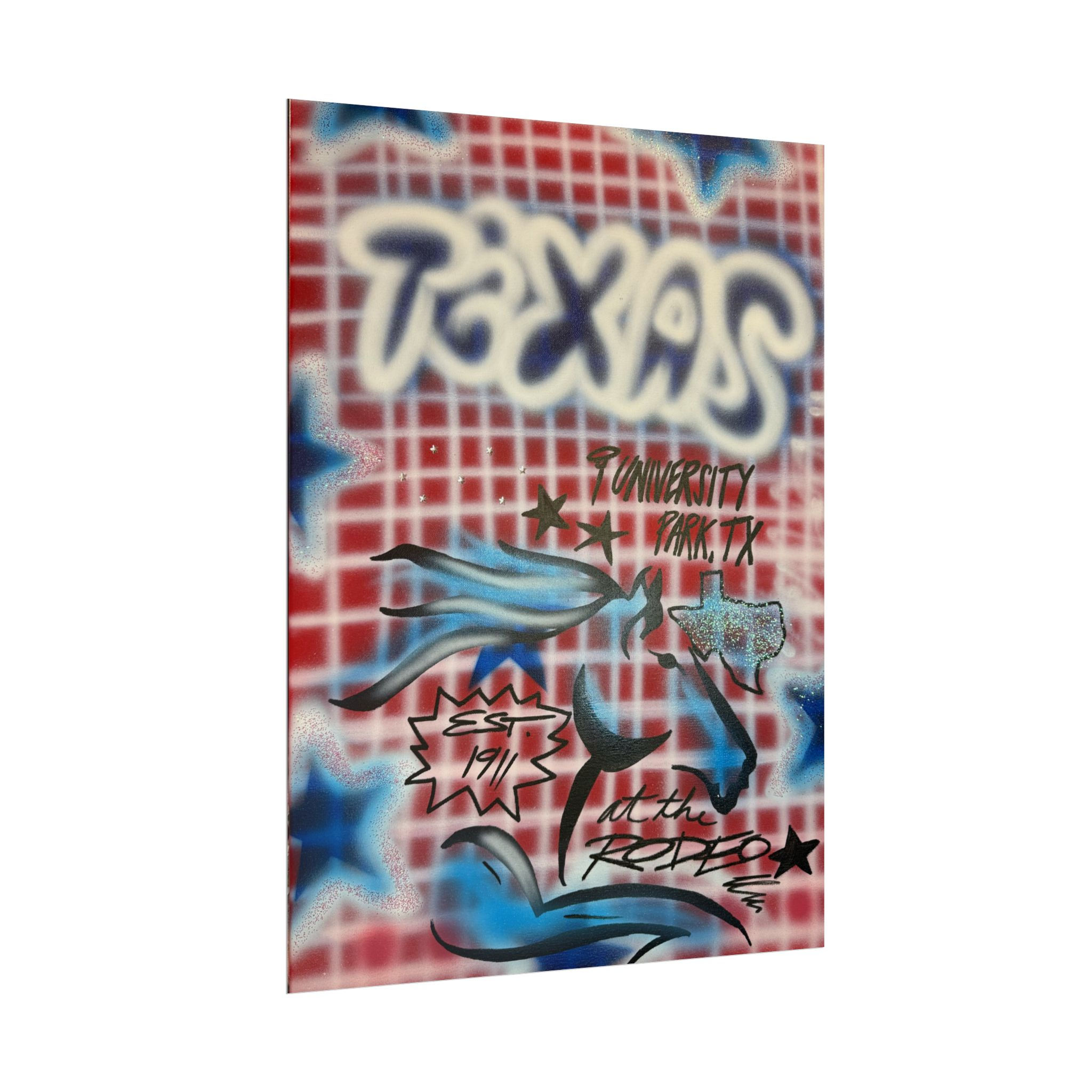 "texas" airbrush rolled print