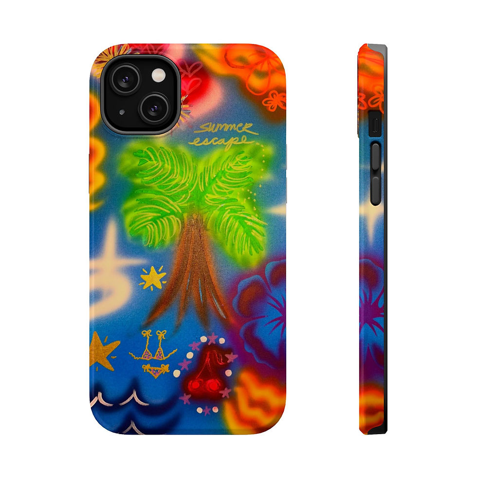 Thumbnail: MagSafe "neon blue palms" airbrush iPhone case