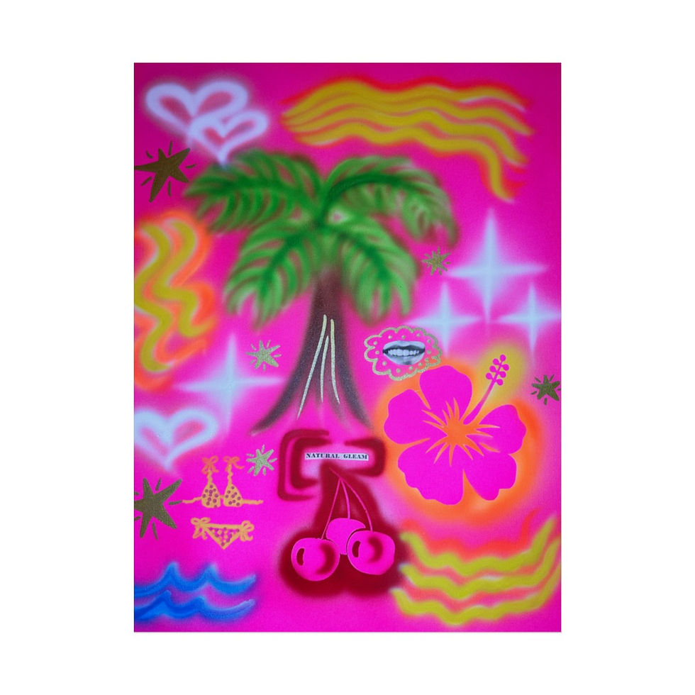 Thumbnail: "neon pink palms" airbrush rolled print