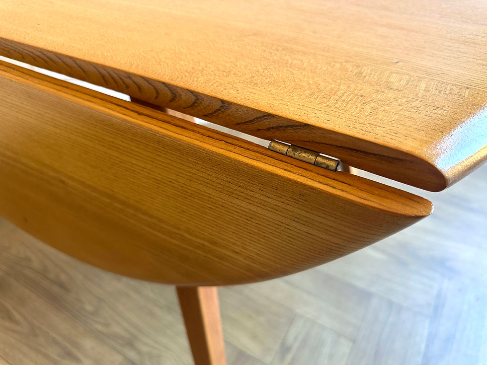 Thumbnail: Ercol Windsor Round Drop Leaf Dining Table Elm Beech Light Finish Model 384